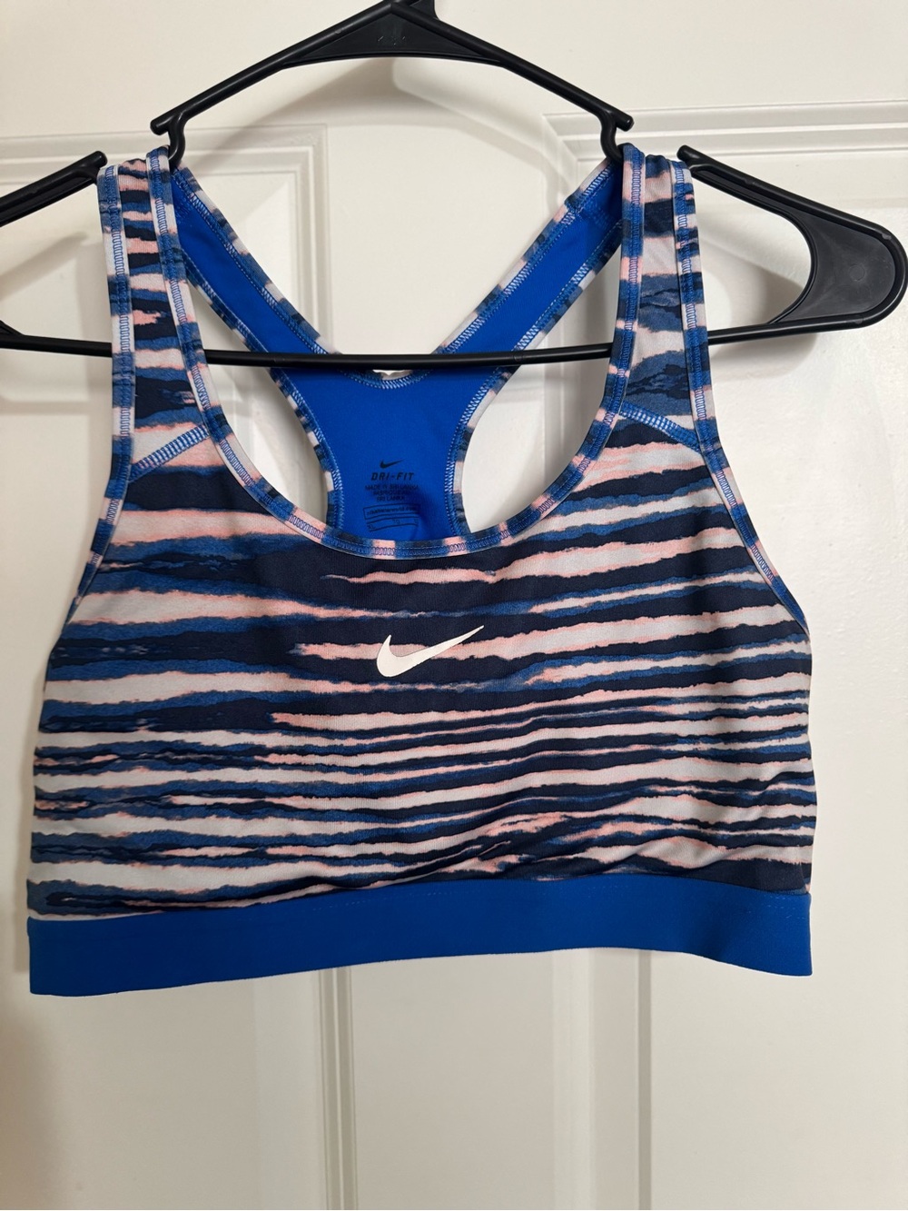 Nike Blue & Pink Striped Racerback Sports Bra